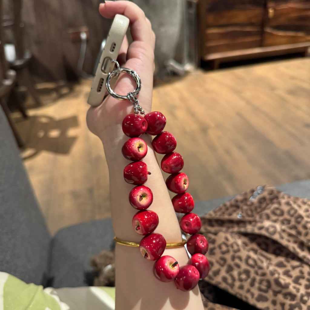 Fruit Beaded Keychain – Handmade Resin Cottagecore Wristlet Charm