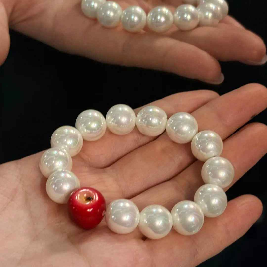 Red Apple Pearl Bracelet | Enchanted Fairytale Poison Apple Jewelry