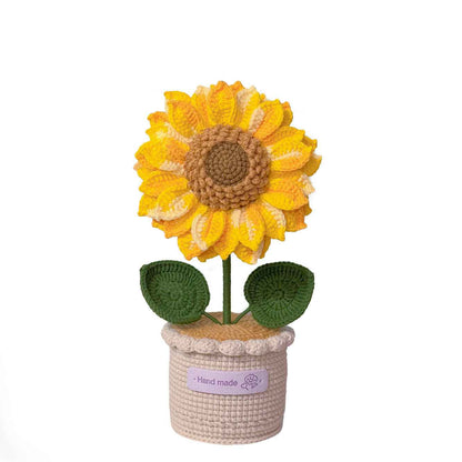 Custom color handmade crochet sunflower pot