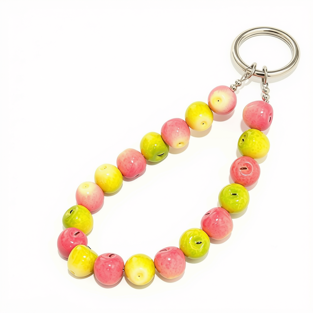 Rainbow fruit beaded phone strap with playful resin charms for bags