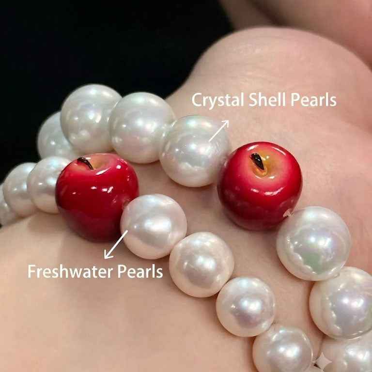 Red Apple Pearl Bracelet | Enchanted Fairytale Poison Apple Jewelry