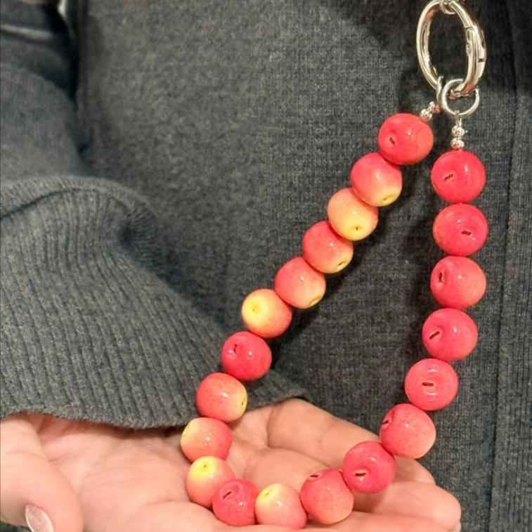 Fruit Beaded Keychain – Handmade Resin Cottagecore Wristlet Charm