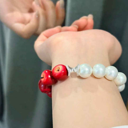 Red Apple Pearl Bracelet | Enchanted Fairytale Poison Apple Jewelry